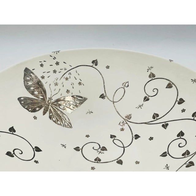 1980s Emilia Castillo Large Porcelain & Pure Silver Butterfly Bowl, Taxco Mexico For Sale - Image 14 of 18