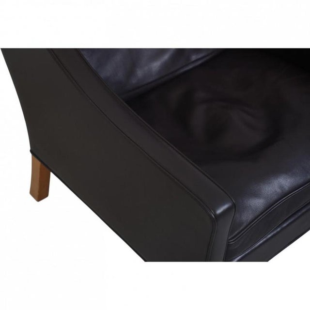 1990s Set of Wing Chair with Ottoman in Black Leather by Børge Mogensen, 1990s For Sale - Image 5 of 18