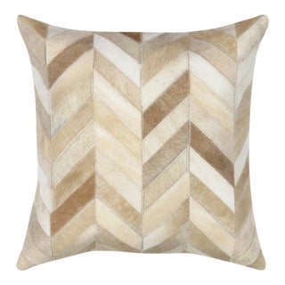 Pasargad Home Safari Chevron L. Brown Cowhide Pillow For Sale