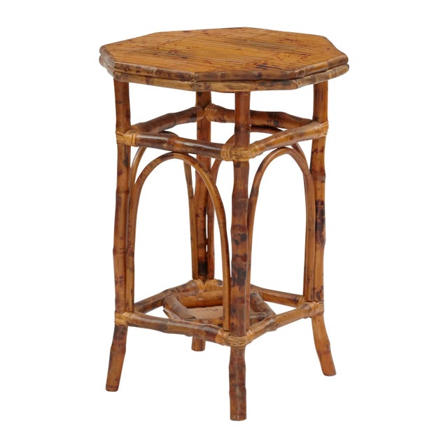 Octagon Side Table, Brown, Rattan Chairish