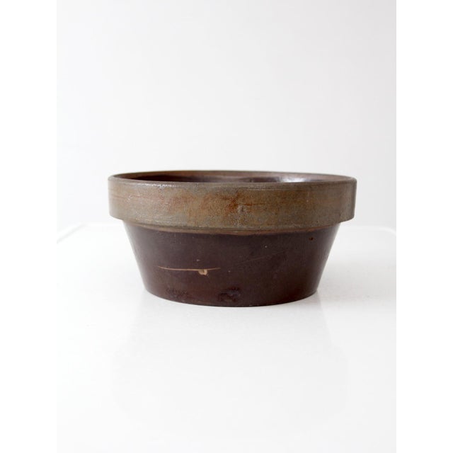 Brown Antique American Stoneware Mixing Bowl With Brown Glaze For Sale - Image 8 of 14