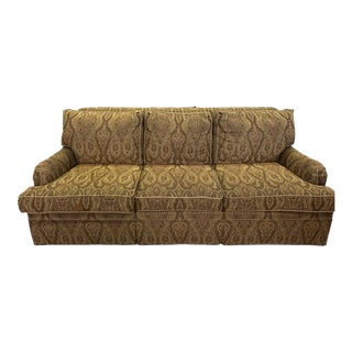 Vintage Paisley Three-Cushion Ethan Allen Sofa For Sale
