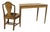 Sheraton-Style Zebrawood and Burl Serpentine Edge Console Table With Matching Zebra Side Chair For Sale