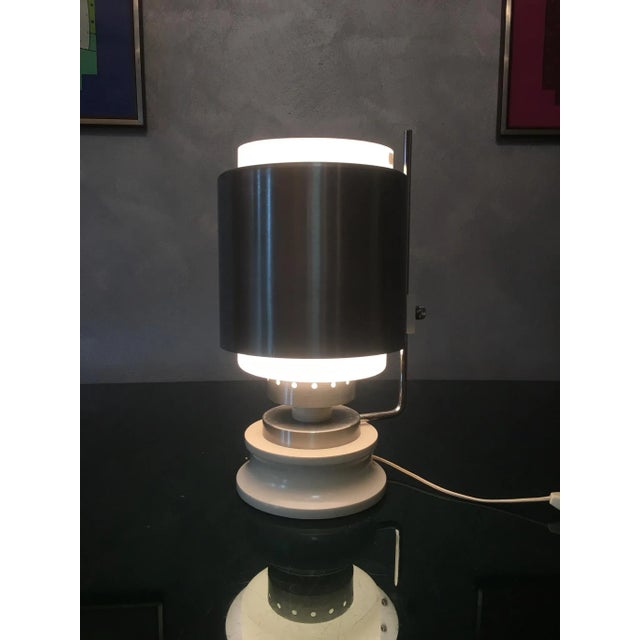 Italian Opaline Glass and Aluminum Table Lamp, 1960s For Sale - Image 9 of 11