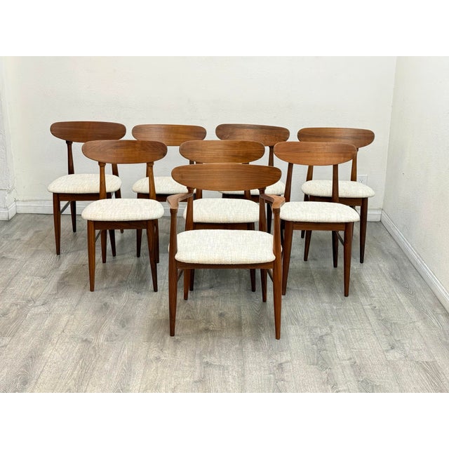 Brown Set of 8 Mid Century Modern Walnut Dining Chairs For Sale - Image 8 of 9