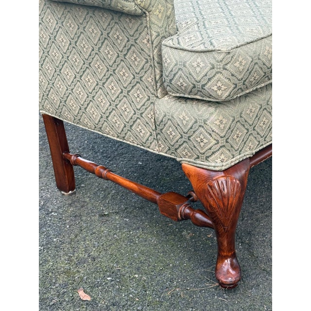 Vintage Georgian Style Upholstered Wingback Chairs - A Pair For Sale - Image 4 of 10