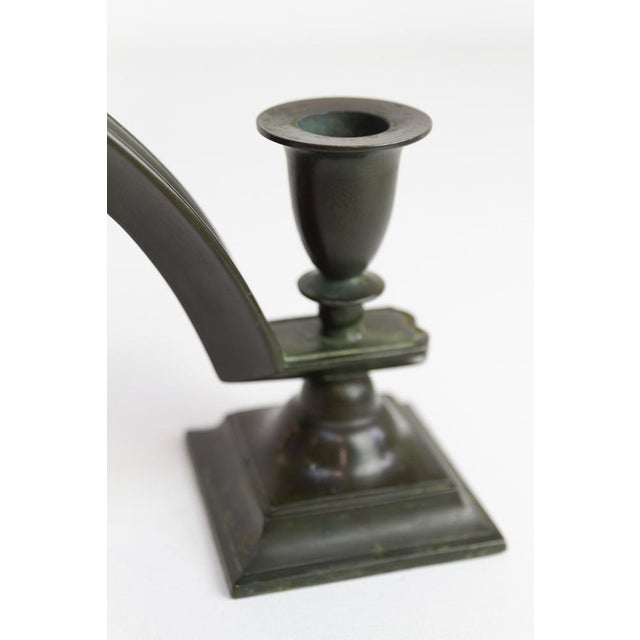 Green Art Deco Danish Candelabra in Disko Metal from Just Andersen, 1930s For Sale - Image 8 of 18