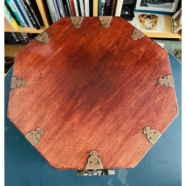 Wood Vintage Asian Travel Storage Chest - Box With Brass Lock For Sale - Image 7 of 10