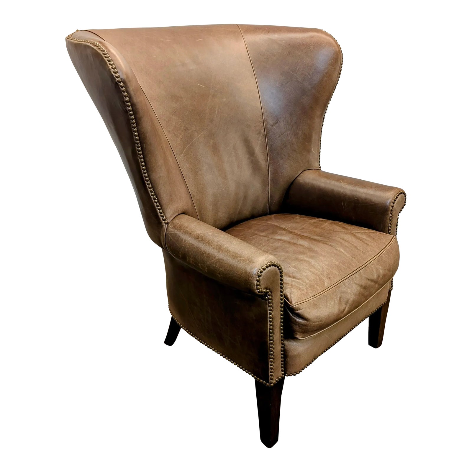 Ralph Lauren Kerry Wingback Leather Chair | Chairish