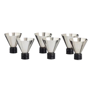 Art Deco Silver Glasses, Set of 6 For Sale