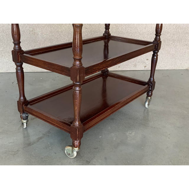 Early 20th Bar Cart With Three Tier and Two Leafs Convertible in Tea Table For Sale - Image 12 of 13