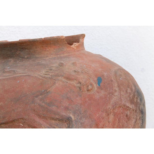 Rare Oversize Clay Vessel W/ Horse Relief For Sale In Los Angeles - Image 6 of 9
