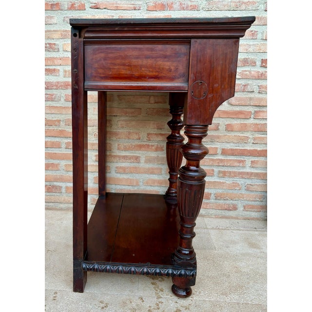 Victorian Early 20th Century Console Table with One Drawer and Low Open Shelf, 1920s For Sale - Image 3 of 18