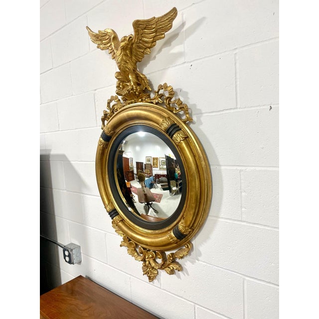 Glass Reproduction Federal Style Gold Leaf Mirror With Eagle For Sale - Image 7 of 7