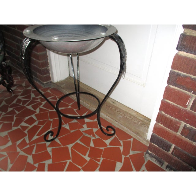Mid Century French Style Ornate Iron and Metal Bird Bath / Fountain For Sale - Image 4 of 12