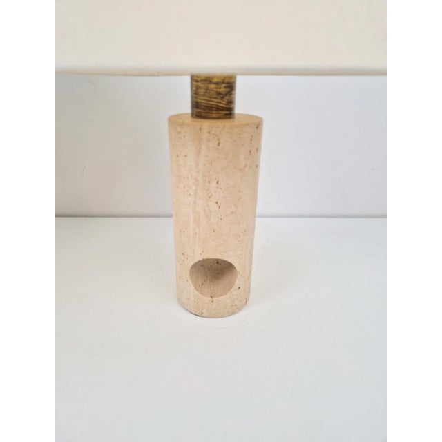 Vintage Travertine Brass Table Lamps attributed to Fratelli Mannelli, Italy, 1970s, Set of 2 For Sale - Image 6 of 12