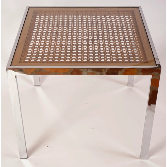 Mid-Century Modern Mid Century Modern Chrome and Cane Occasional Table in the Style of Milo Baughman For Sale - Image 3 of 13