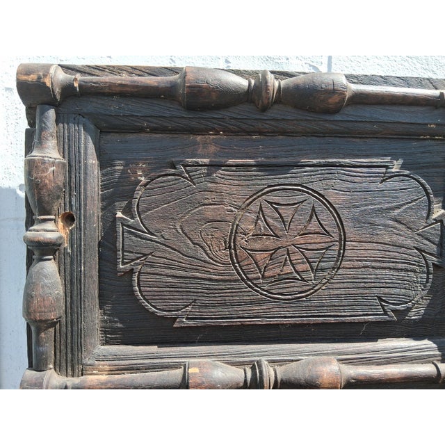 19thc Large Haveli Indian Hand Carved Architectural Door/ Shutter Assembly/ Sculptural For Sale - Image 11 of 16