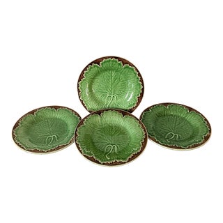 Vintage Bordallo Pinheiro Green ‘New Vine’ Salad Plates - Set of 4 For Sale