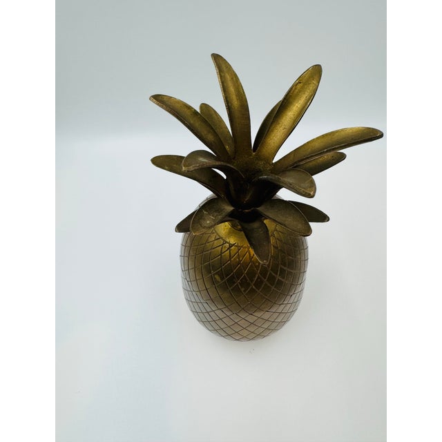 Vintage 10” Solid Brass Pineapple Box – Hollywood Regency For Sale - Image 4 of 6