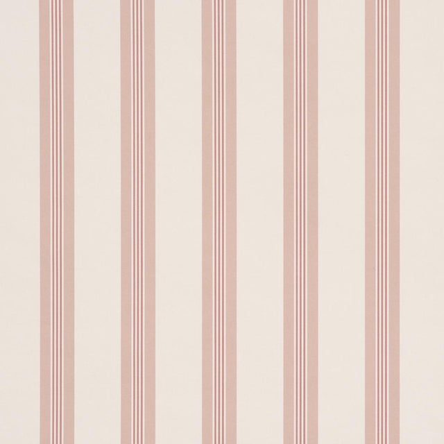 Schumacher Chatham Stripe Wallcovering In Rose For Sale