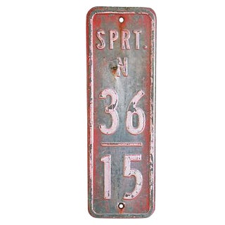 Vintage Heavy Embossed Metal Firehouse Station Sign For Sale