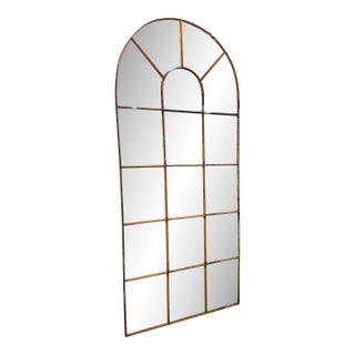 French Architectural Salvage Iron Window Frame Mirror, Circa 1890 For Sale