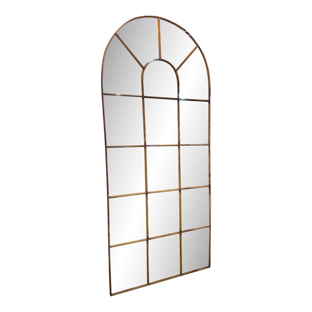 French Architectural Salvage Iron Window Frame Mirror, Circa 1890 For Sale