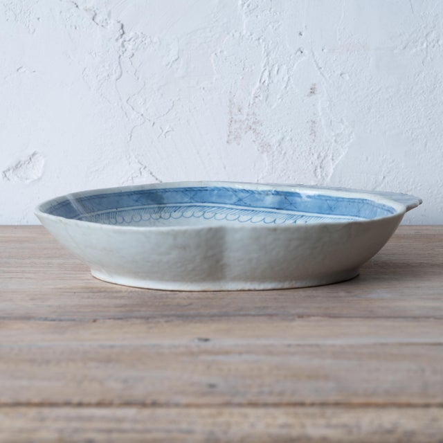 Chinese Chinese Blue Canton Shrimp Dish For Sale - Image 3 of 6