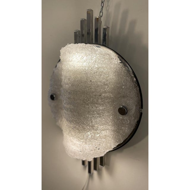 Italian wall lamp chromed metal and spaghetti Murano glass, attributed to Angelo Brotto for Esperia from 1970's. Designed...