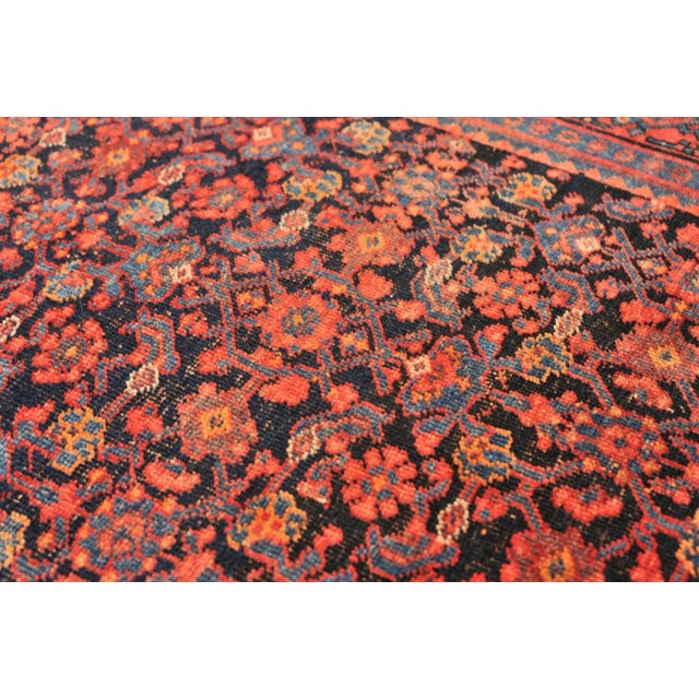 Red Vintage Fruit Punch, Charcoal & Indigo Runner Rug , 4.2 x 13.4 For Sale - Image 8 of 11
