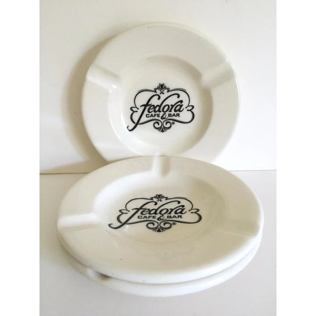 Various Artists Vintage Mid Century " Fedora Cafe & Bar " Royal China Co. Ceramic Ashtrays - Set of 3 For Sale - Image 4 of 9