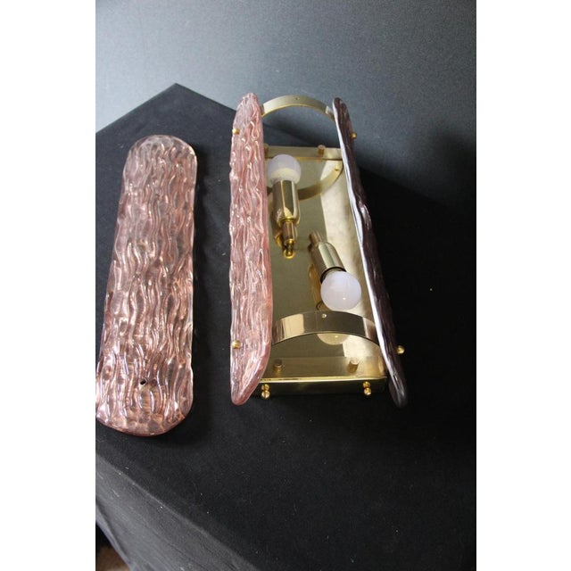 2000 - 2009 Sculptural Murano Glass Wall Sconces in Powder Pink Hue, Italy, 2000s, Set of 2 For Sale - Image 5 of 15