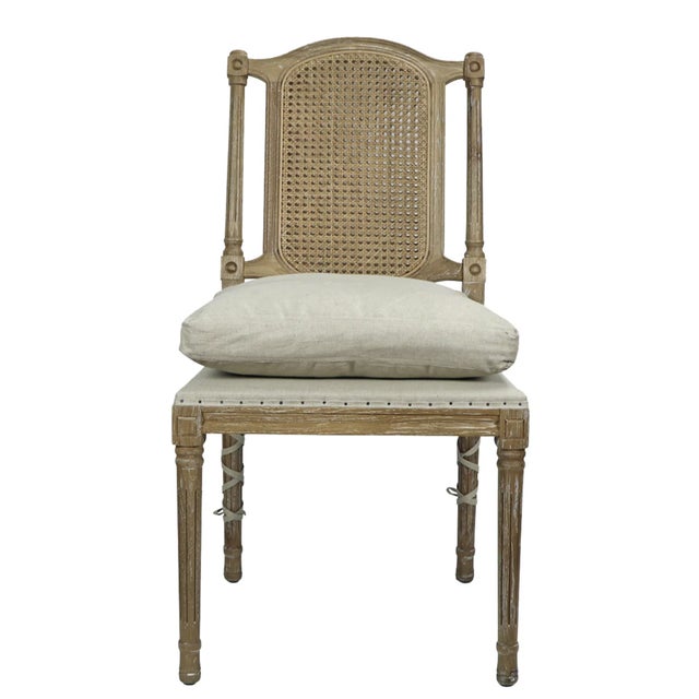 Matthew Izzo Home Cotswald Armless Pine Wood Side Chair With Lattice Back Tie Cushion For Sale - Image 4 of 4