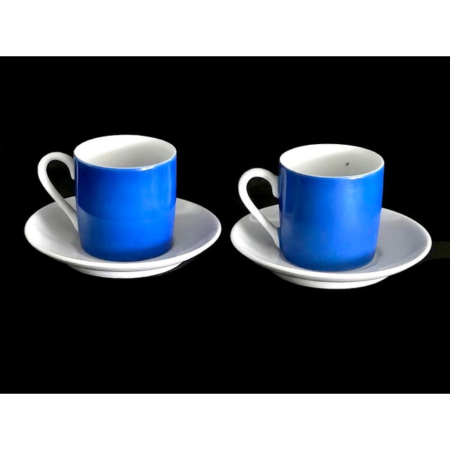 1970s Vintage Otagiri Espresso Cups and Saucers in Contemporary Frost Blue, 4 Pieces For Sale - Image 5 of 12