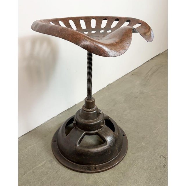 Brown Vintage Industrial Swivel Chair, 1950s For Sale - Image 8 of 18