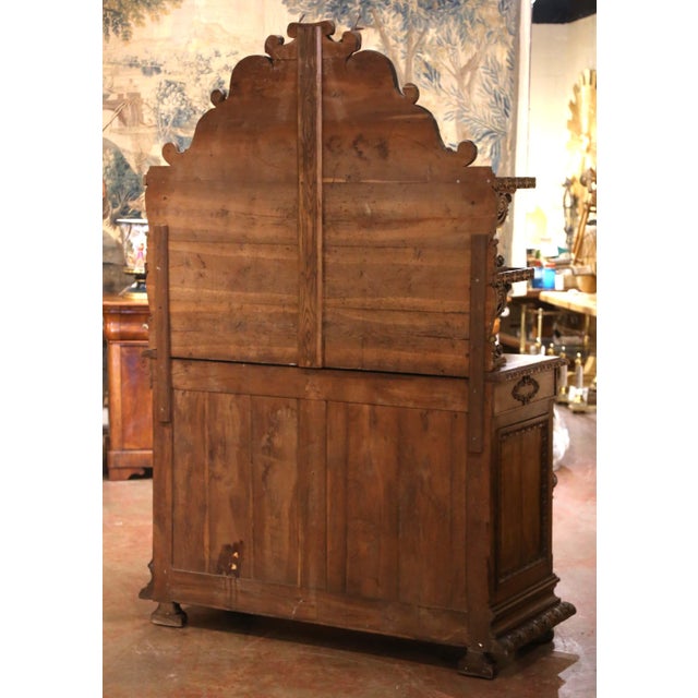 19th Century French Carved Oak Saint-Hubert Hunt Buffet With Stag Crest For Sale - Image 14 of 14