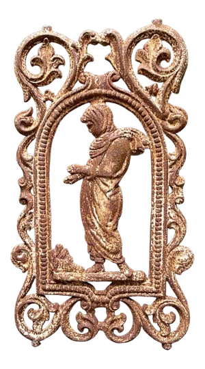French Cast Iron Figural Flatback Rust Patina Garden Panel