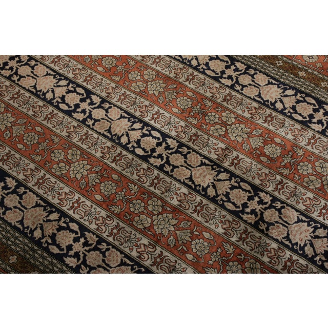 Traditional Hand-Knotted Vintage Persian Qum Rug in Red and Beige-Brown Floral Pattern For Sale - Image 3 of 5