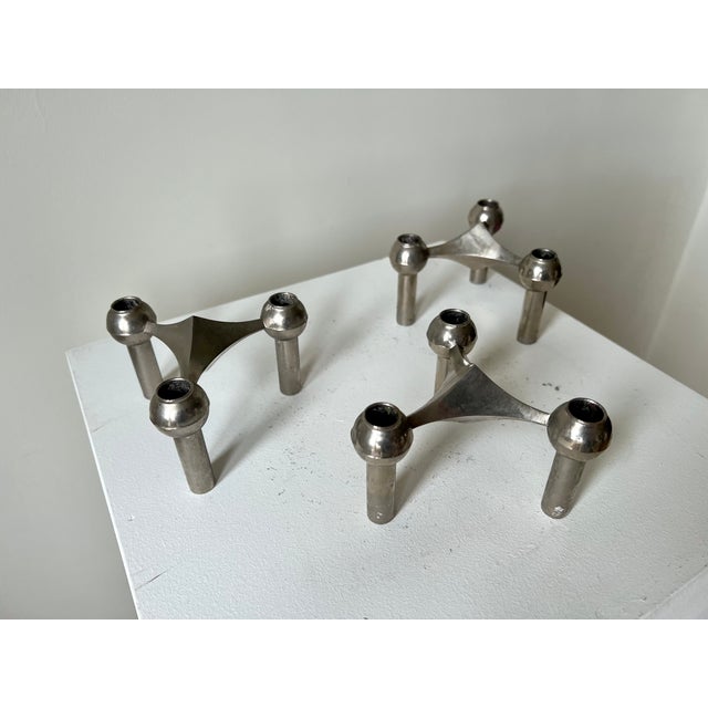 Mid-Century Modular Candleholders by Stoff Nagel. Germany, 1960s, Set of 3 For Sale - Image 6 of 8