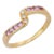 Genuine Diamond and Pink Sapphire Stackable Ring in 14k Yellow Gold Size 7 For Sale