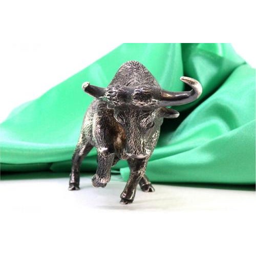 Silver Buffalo Sculpture with Perfect Reliefs and Applications For Sale - Image 5 of 7