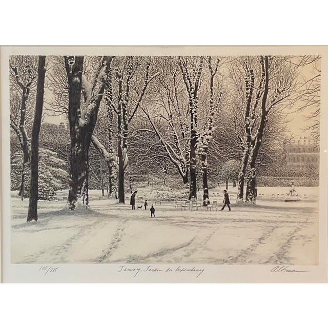 Mid-Century Modern 1980s Harold Altman Signed Limited Edition Etching “January, Jardin Du Luxembourg” For Sale - Image 3 of 9