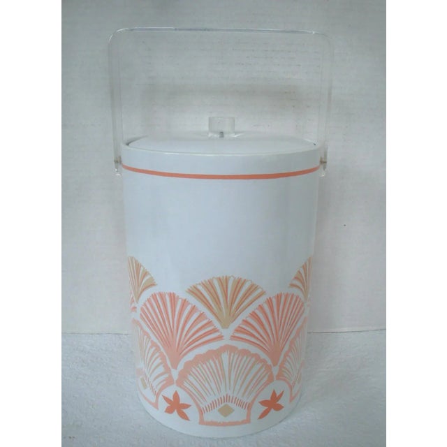 Mid 20th Century Beach Party Tall Ice Bucket Pink Shells Lucite For Sale - Image 5 of 7