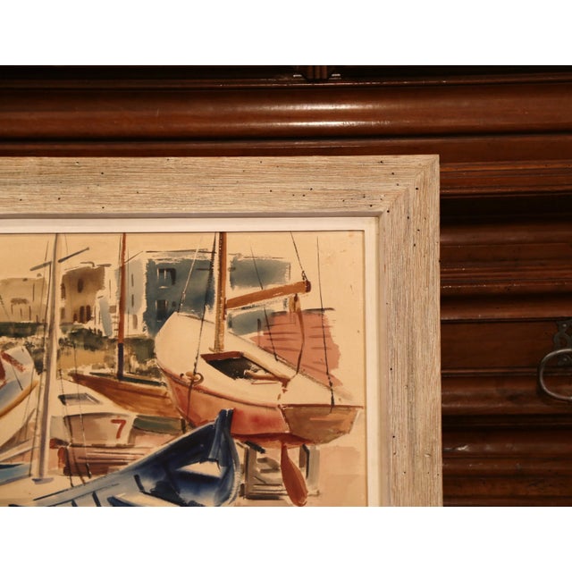 1940s Mid-Century English Oil on Board Boat Painting Signed Jc Wright For Sale - Image 5 of 8