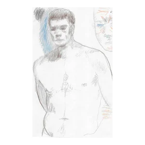 1990s James Bone Male Nude Drawing