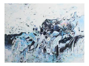 Ronald D. Newman Signed Oil on Canvas "Large Rocky Shore"Abstract Painting