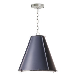 French Maid Chandelier Small, Blue and Polished Nickel For Sale