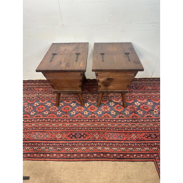 Pair of Rustic Pine Side Tables For Sale - Image 4 of 9