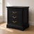 French Provincial Pair of Vintage Black Painted French Provincial 3-Drawer Nightstands With Gilded Brass Hardware For Sale - Image 3 of 8